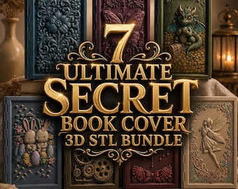 7 Secret Book Cover STL Bundle | Fantasy Hidden Storage Books (3D Printable Downloads)