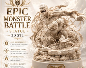 壮大なモンスターバトルジオラマ｜ダークファンタジー｜3Dプリント用フィギュア（STLファイル）