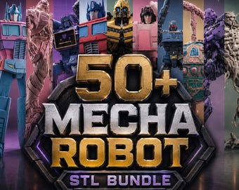 50+ Mecha Robot STL Bundle | Mechanical Figure Collection | 3D Printable Figures