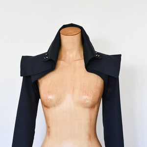 Cropped Jacket Steampunk Contemporary Modern Navy Bolero Victorian Costume Formal Punk