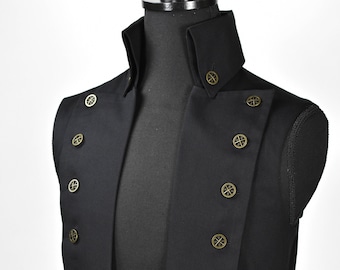 Mens Black Steampunk Wedding Victorian Vest - Black Pirate Costume Burning Man Festival Halloween Hipster Waist Coat Vest