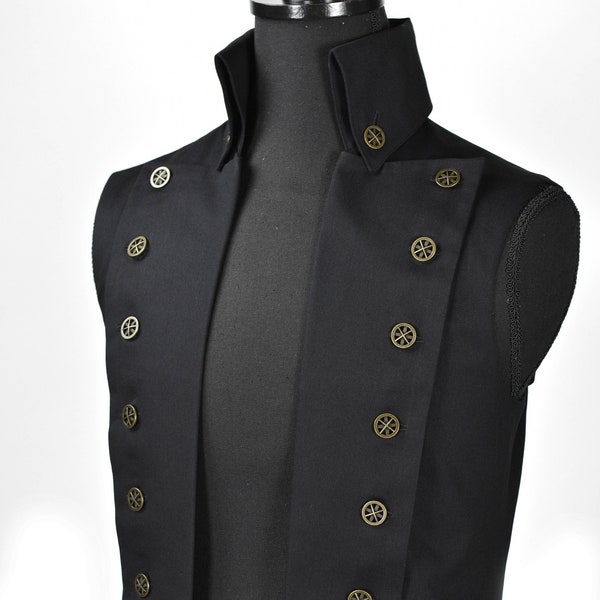 Chaleco victoriano de boda Steampunk negro para hombre - Disfraz de pirata negro Burning Man Festival Chaleco de cintura Hipster de Halloween