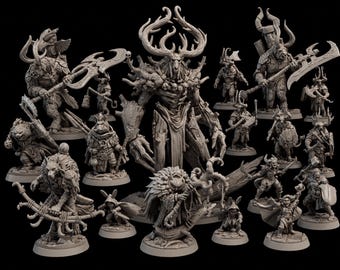 Forest Guardian & Beastfolk Miniatures STL Bundle | Nature Inspired Fantasy Creatures and Warriors (Digital Download)
