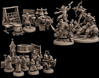 Paquete STL de Taller de Fantasía Oscura y Ritual de No Muertos / Miniaturas inspiradas en juegos de rol góticos (Descarga digital)