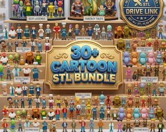 Paquete de más de 30 archivos STL de personajes de dibujos animados para impresión 3D (descarga digital)