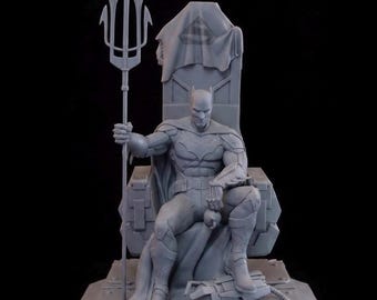 Dark Vigilante Throne STL | Masked Hero King Inspired Statue (Digital Download)