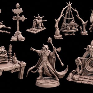 Fantasy Wizard & Props STL Bundle | Magic Workshop Inspired Terrain Accessories (Digital Download)
