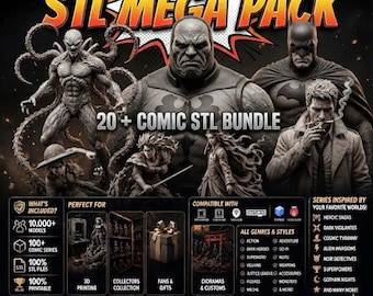 Paquete Mega STL / Miniaturas de Fantasía Oscura y Heroicas / Paquete de más de 20 modelos para impresión 3D (Descarga instantánea)