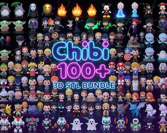 Lot Chibi 100+ STL | Modèles d'impression 3D de mini personnages (téléchargement numérique)