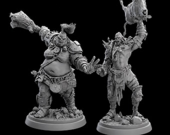 Paquete STL de Guerreros Orcos / Conjunto Dúo Inspirado en Luchadores Brutos Salvajes (Descarga Digital)