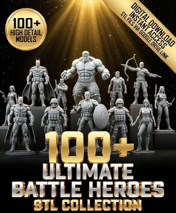 Ultimate Hero Inspired STL Bundle | 100+ Action Figure Miniatures for 3D Printing ( Digital Download)