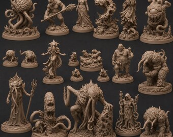Paquete de archivos STL inspirados en el horror cósmico / Miniaturas de monstruos cósmicos para impresión 3D (descarga digital)