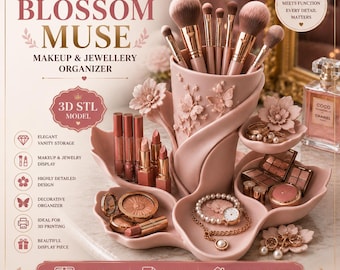 Blossom Muse Makeup & Jewellery Organizer STL, Vanity Organizer 3D Print File (Digital Download)