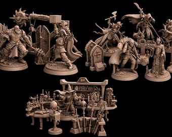 Paquete STL de Clérigo Oscuro y No Muerto / Conjunto inspirado en Sacerdote Gótico y Nigromante (Descarga digital)