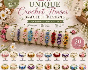 20 Crochet Flower Bracelet Patterns PDF Bundle (Digital Download)