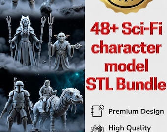 Paquete de más de 48 archivos STL inspirados en guerreros galácticos / Modelos de personajes de ciencia ficción para impresión 3D (descarga digital)