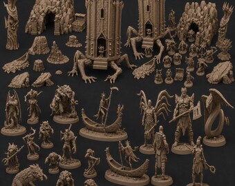 Dark Realm STL Bundle | Gothic Monsters, Terrain Miniatures (Digital Download)