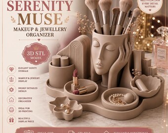 Serenity Muse Makeup Organizer STL, Vanity Display Holder (Digital Download)