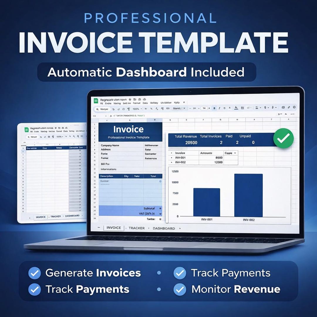 Invoice Template Google Sheets | Automatic Tracker | Small Business ...