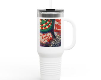 Taza de viaje con diseño retro de payaso de circo / Vaso térmico de 40 oz