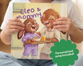 Mother's Day Gift for Mom, Personalized Musical Book with Original Song, Custom Name Keepsake from Kids, New Mom Baby Gift