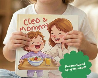 Personalized Mother's Day Hardcover Musical Book, Custom Name Gift for Mom, Toddler Keepsake, Kids Sing Along Illustrated Story