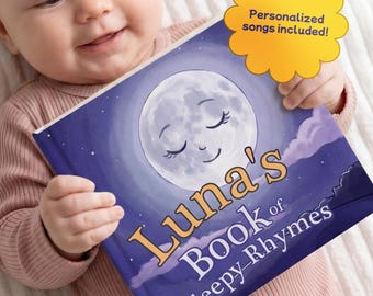 Personalized Newborn Lullaby Book, Custom Baby Keepsake, Baby Gift, Sleepy Rhymes | CONTAINS ACTUAL SONGS!