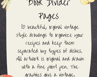 Vintage Hand-Drawn Recipe Divider Pages (Digital Download)
