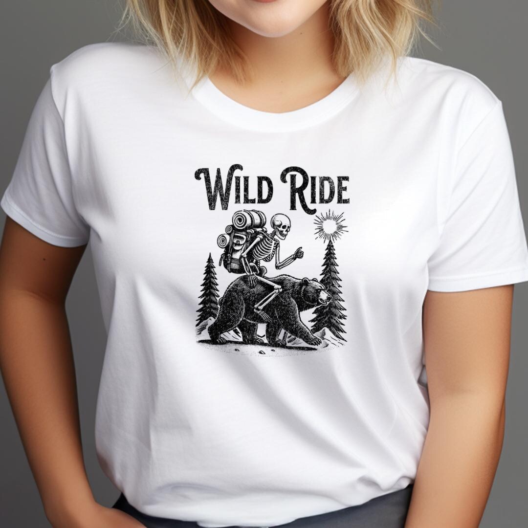 Wild Ride Bear Rider T-shirt | Motorcycle Bear Illustration, Vintage ...