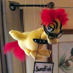 Groucho Duck, a handmade crochet doll