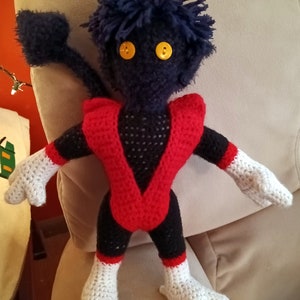 Nightcrawler Kurt Wagner, a handmade crochet doll image 4