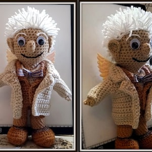 Aziraphale (or Crowley), a handmade crochet doll