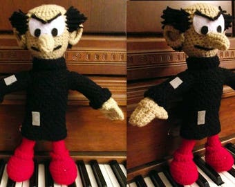 Gargamel, a handmade crochet wizard doll