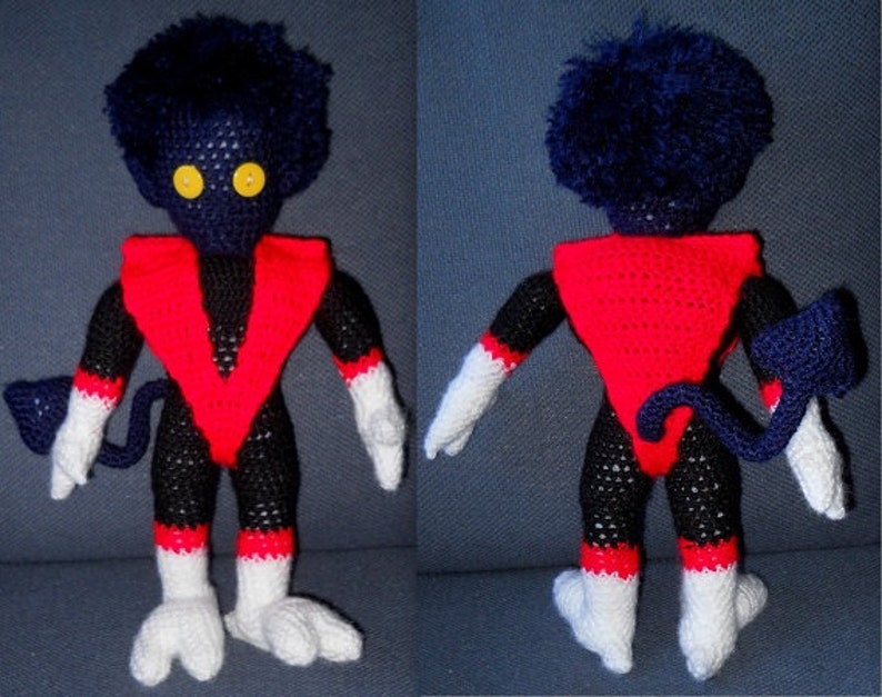 Nightcrawler Kurt Wagner, a handmade crochet doll image 1