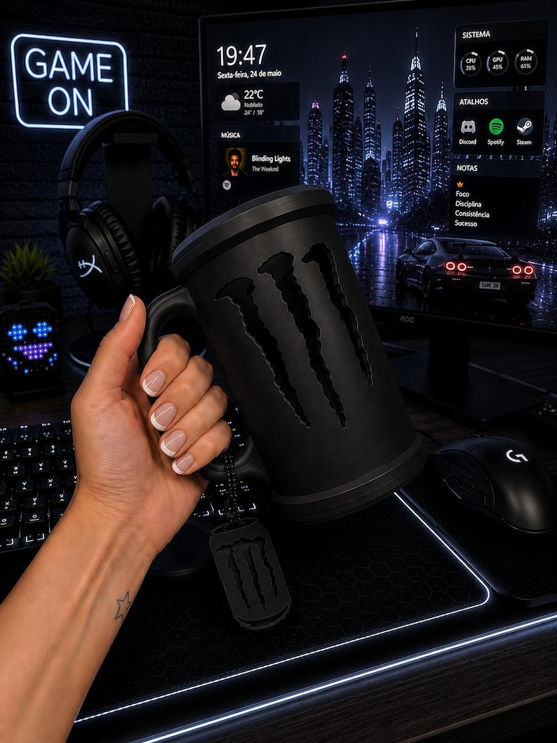 Energy Drink Can Mug Holder, Gamer Drink Holder for 16oz (473ml) Cans with Bottle Opener image 4