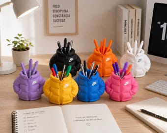 The Mini Puffer Nike Jacket Pen Holder | Desk Organizer Puffer Jacket Pen Holder | Cozy Desk Decor Gift