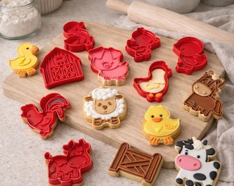 Farm Animal Cookie Cutter Set – 11 Piece Baking Tool Printed Baking Molds – Cute Kids Cookie Cutters – Barnyard Animals Biscuit Mold Set