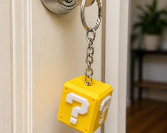 Super Mario Inspired Question Block Keychain | Gaming Keyring | Gift for Gamers | Backpack Charm