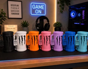 Energy Drink Can Mug Holder, Gamer Drink Holder for 16oz (473ml) Cans with Bottle Opener