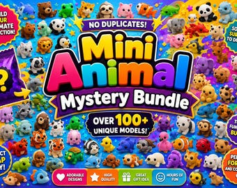 Mystery Mini Bag | 3D Printed Articulated Flexi Pocket Pets | Farm, Ocean, Insect, and Land Animals | Desk Buddy | Sensory Fidget Toy