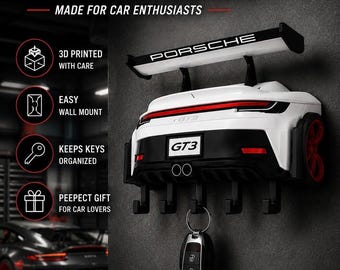GT 3 Inspired Car Key Holder | Wall Mounted Key Rack for Garage | Car Enthusiast Gift | Mechanic Garage Decor