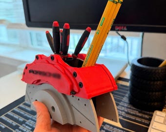 Inspired Brake Caliper Pen Holder | Car Enthusiast Desk Organizer | Mechanical Gift | Garage Desk Decor