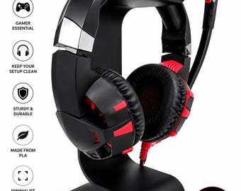 Gaming Headphone Stand – Desk Headset Holder for Gamer Setup | Minimalist 3D Printed Headphone Organizer | PC Gaming Accessory