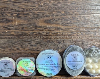 Charcoal Goat Milk Massage, Loofah, Hand, or Face Soap Bars- Spicy Sandalwood