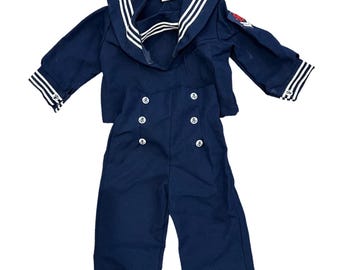 Vintage Mothercare Nautical Sailor Set Navy Blue Made in USA 12 Months 2 Piece