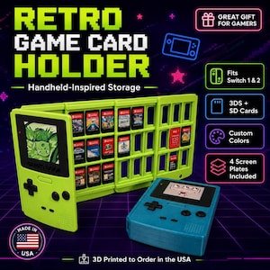 Nintendo Switch Game Card Holder, Retro Handheld Display, Custom Color 3D Print