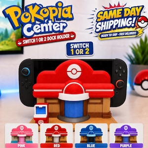 Pokopia Center Switch Dock Holder, 3D Printed Pokemon Display, Game Room Decor