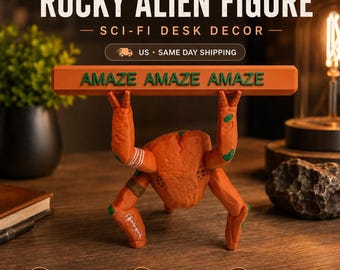 Project Hail Mary Rocky Alien Figure  + Quote Sign | Sci-Fi Desk Decor - Same DAY Shipping