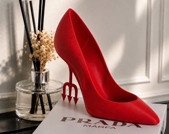 Luxury Fashion Heel Decor, Red High Heel Sculpture, Matte or Glossy Finish, 3D Printed Vanity Decor, Fashion Lover Gift Devil Wears Pra-da