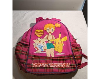 Vintage Game Freaks Pokemon Pocket Monsters Pink School Backpack